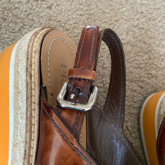 Prada Size 38 Wedge Brown Leather Sandals - Picture 9 of 12